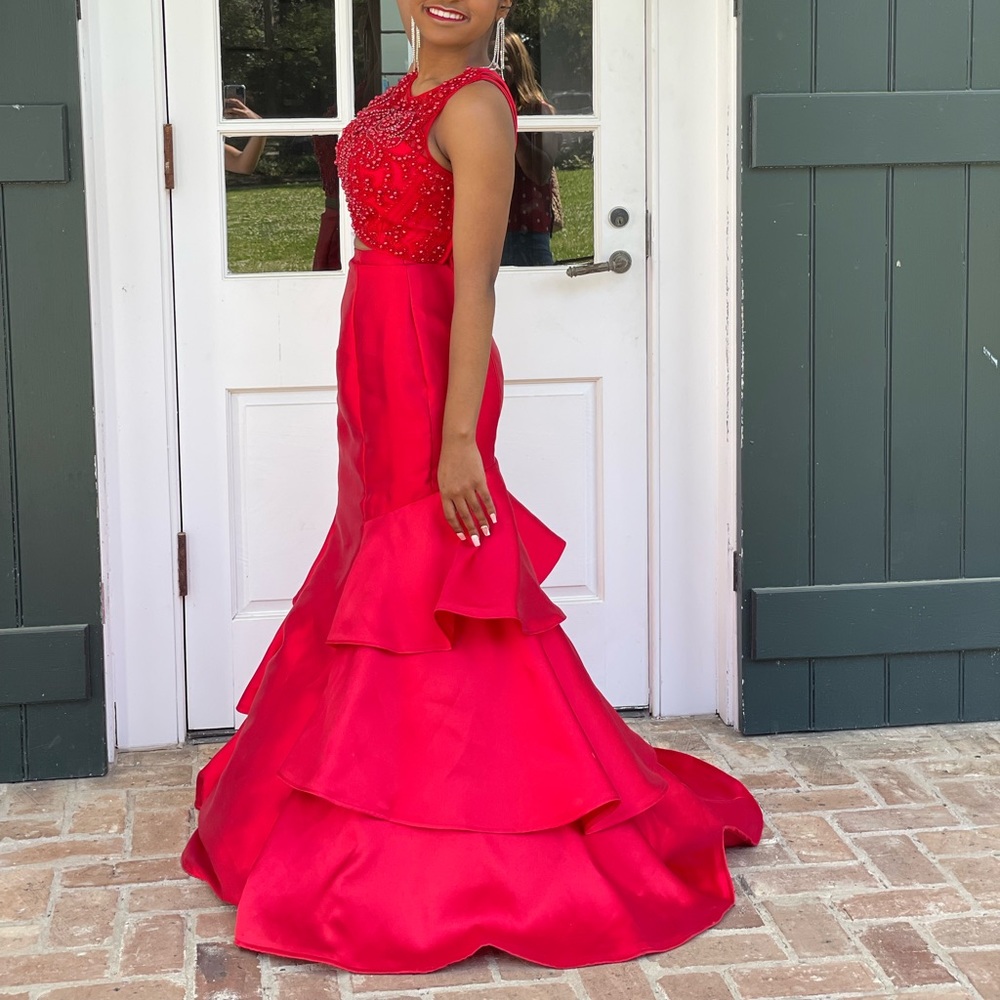 Red Two Piece Prom Dress